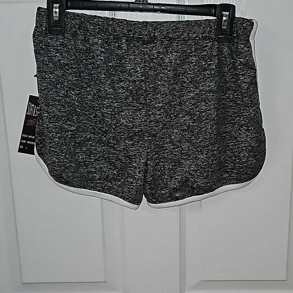 Splash Juniors Heathered Black White Polyester Spandex Running Shorts Athletic L - Picture 2 of 8